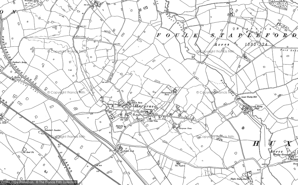 Old Map of Historic Map covering Hatton Hall in 1897