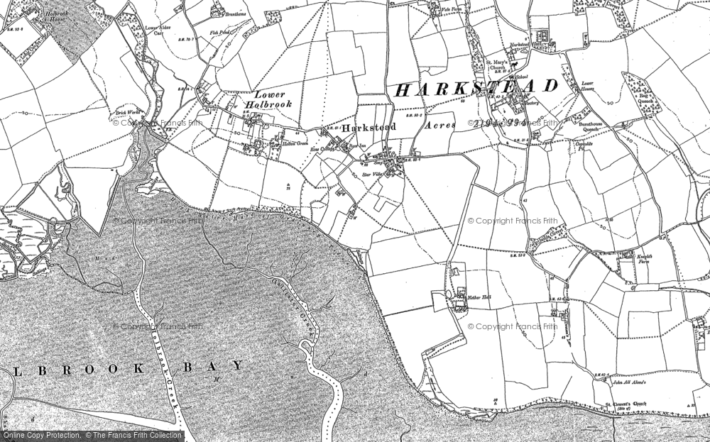 Old Map of Harkstead, 1881 - 1902 in 1881