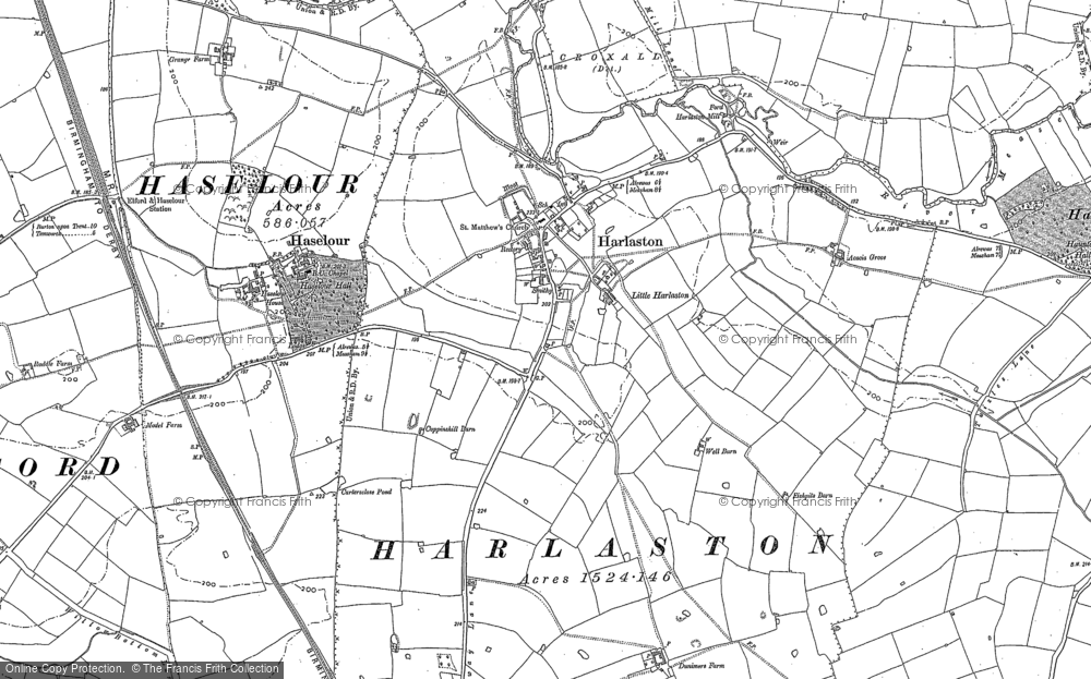 Old Map of Historic Map covering Haselour Hall in 1882