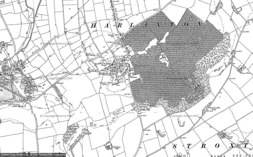 Old Map of Harlaxton, 1886 - 1903 in 1886