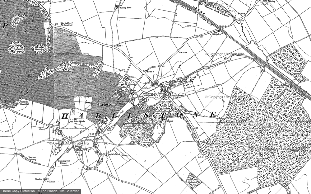 Old Map of Harlestone, 1884 in 1884