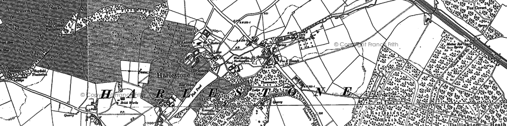 Old map of Harlestone in 1884