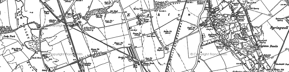 Old map of Harlow Green in 1895