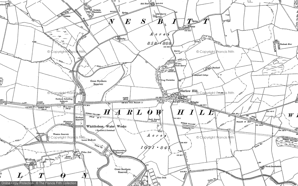 Old Map of Harlow Hill, 1895 in 1895