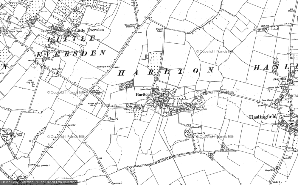 Old Map of Harlton, 1886 in 1886