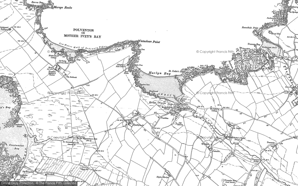 Old Map of Harlyn Bay, 1880 - 1905 in 1880