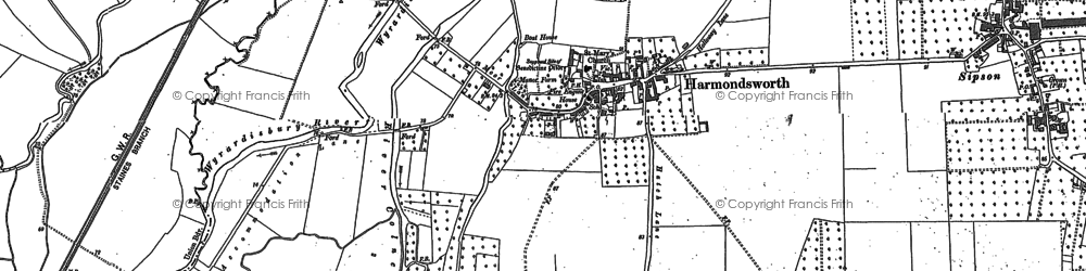 Old map of Harmondsworth in 1912