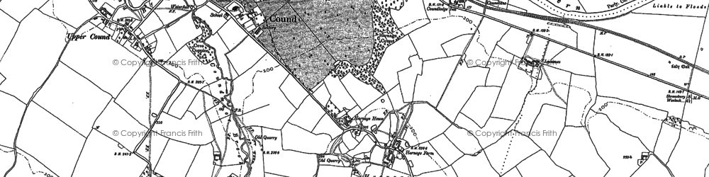 Old map of Harnage in 1882