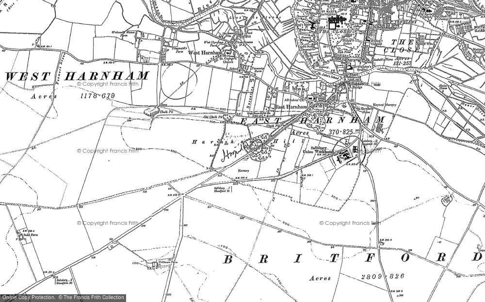 Old Map of Harnham, 1900 in 1900