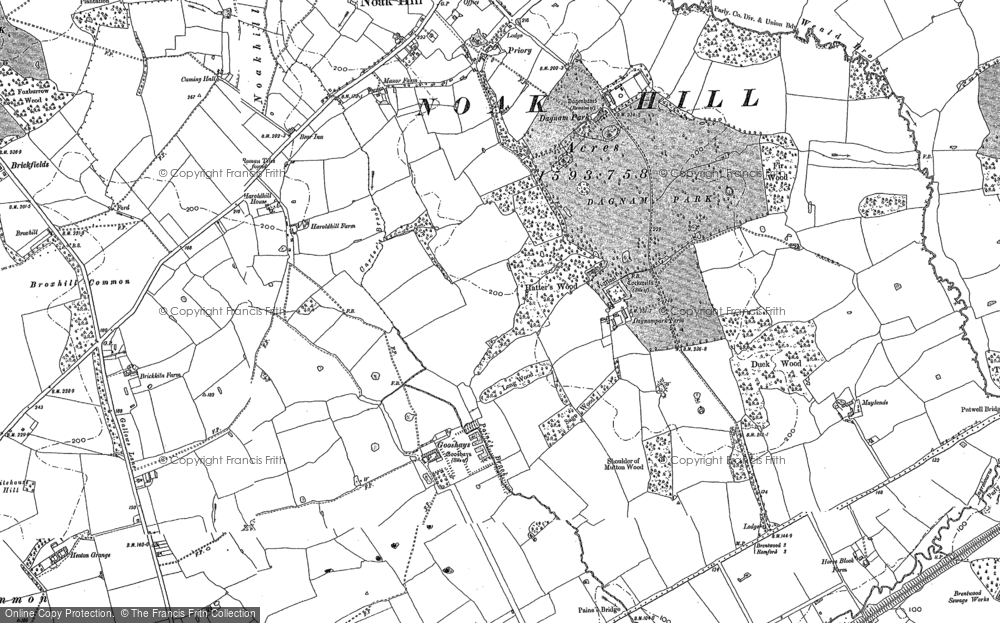 Old Map of Harold Hill, 1895 in 1895