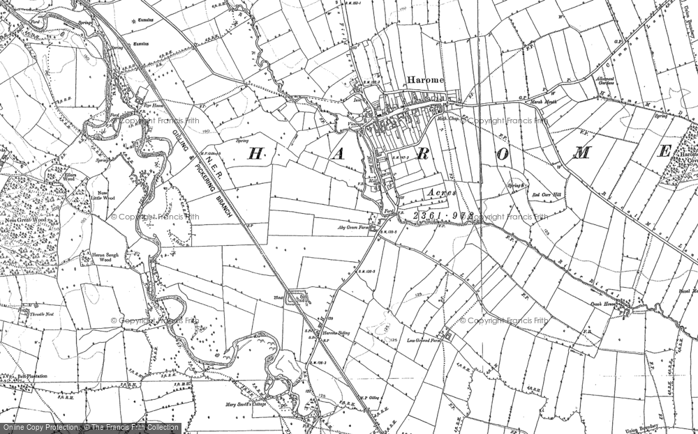 Old Map of Harome, 1891 in 1891