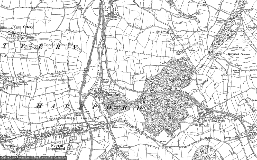Old Map of Harpford, 1888 in 1888