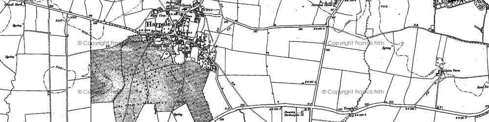 Old map of Harpole in 1883