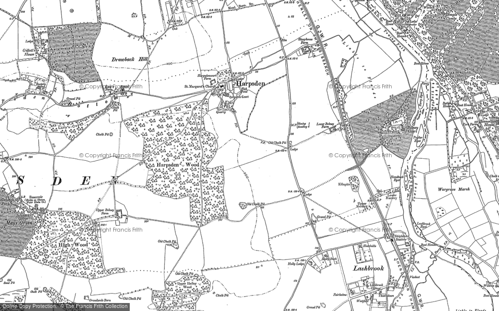 Old Map of Historic Map covering Harpsden Bottom in 1897