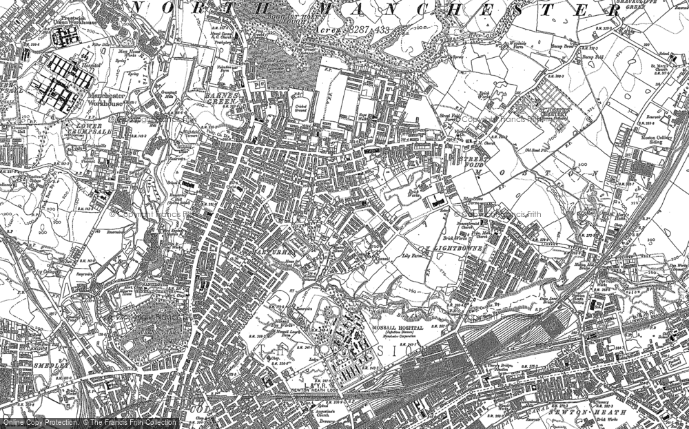 Old Map of Historic Map covering Blackley in 1889