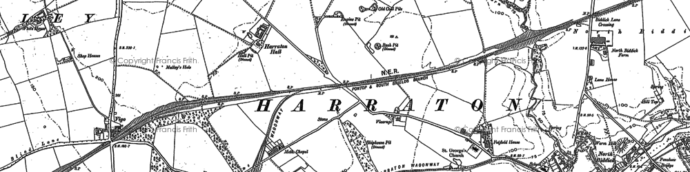 Old map of Harraton in 1895