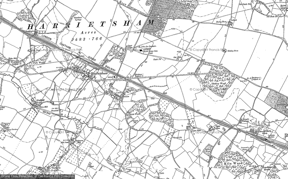 Old Map of Harrietsham, 1896 in 1896