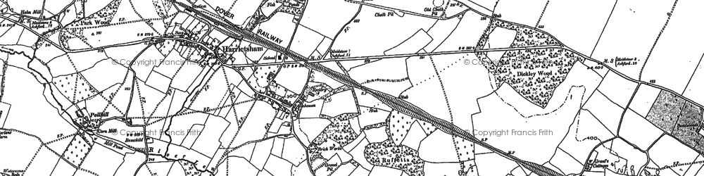 Old map of Harrietsham in 1896
