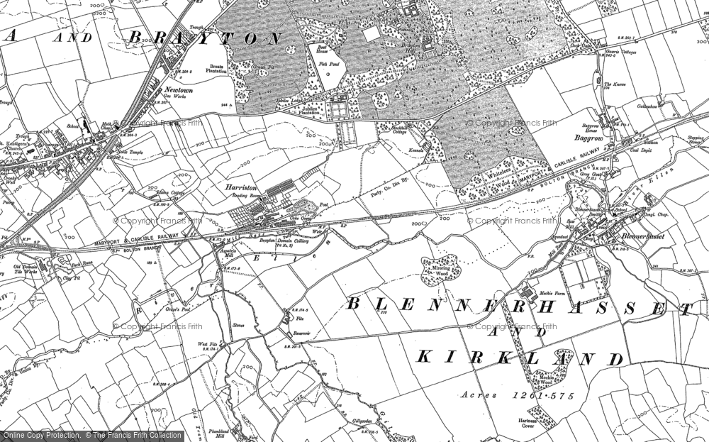 Old Map of Historic Map covering Brayton Park in 1885