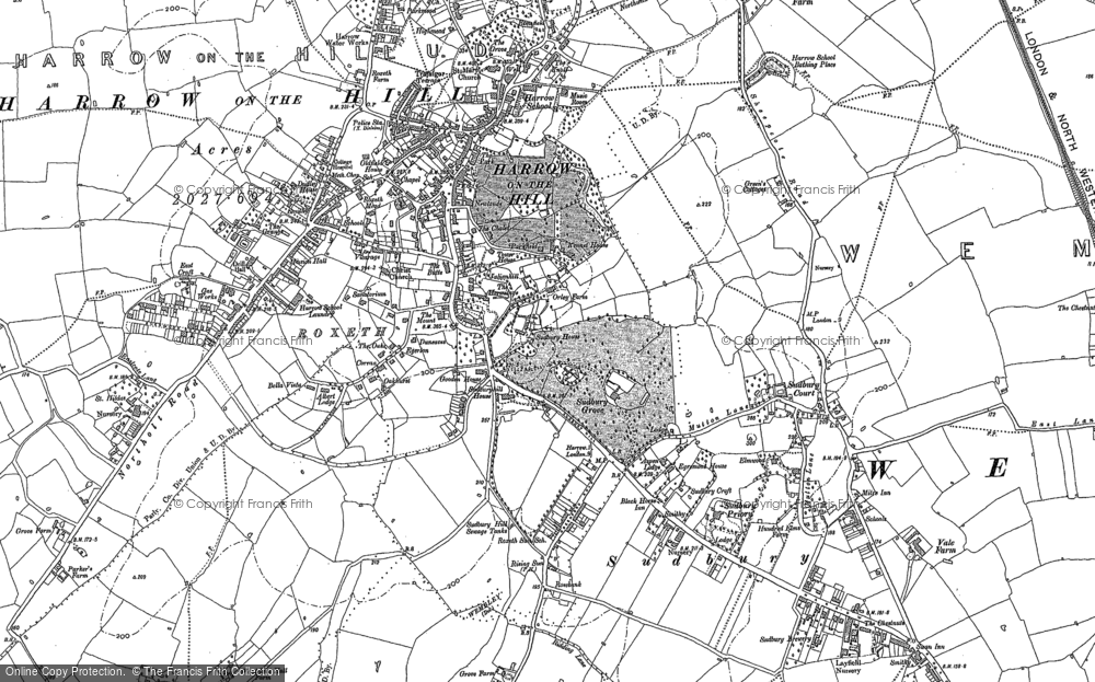 Old Map of Harrow on the Hill, 1895 in 1895