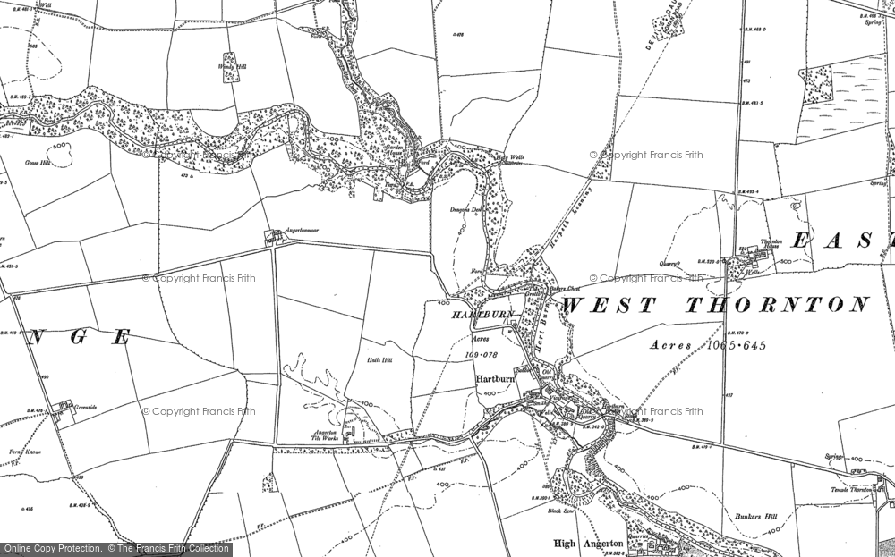 Old Map of Historic Map covering Low Angerton in 1895