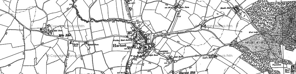 Old map of Hartest Hill in 1884