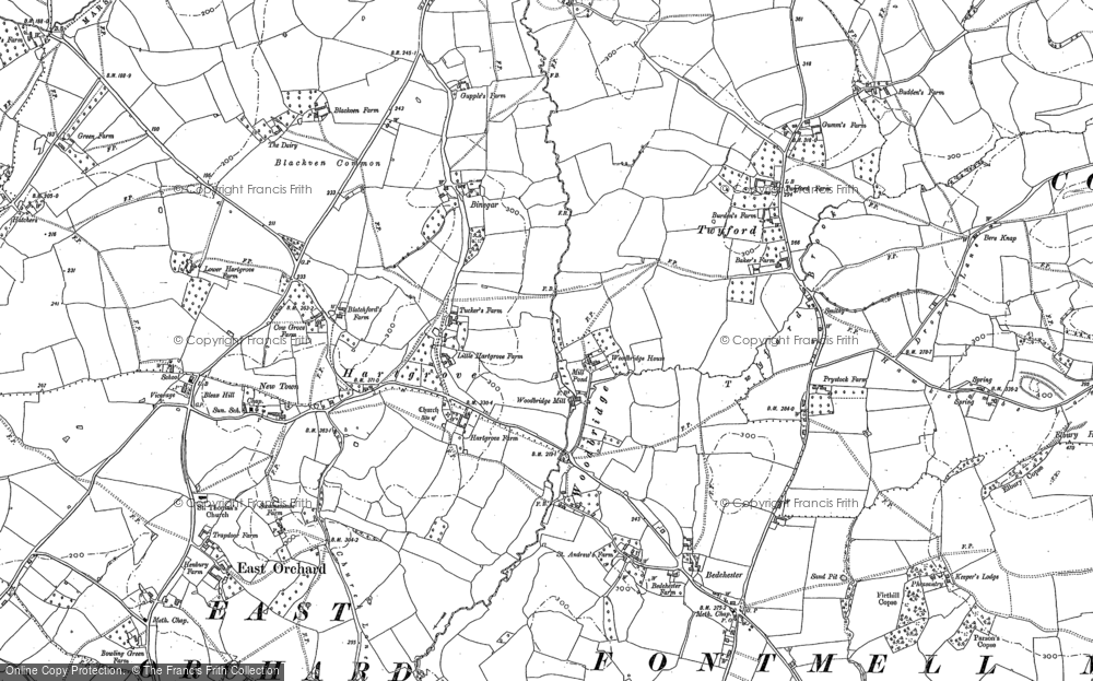 Old Map of Historic Map covering Blackven Common in 1900
