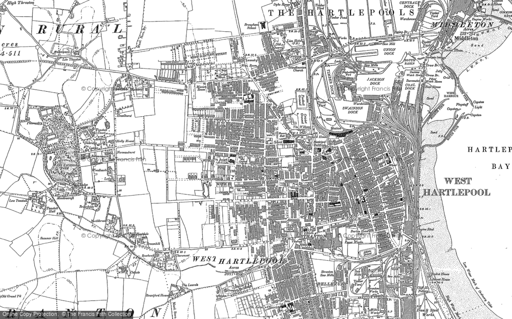 Old Map of Historic Map covering West Hartlepool in 1914