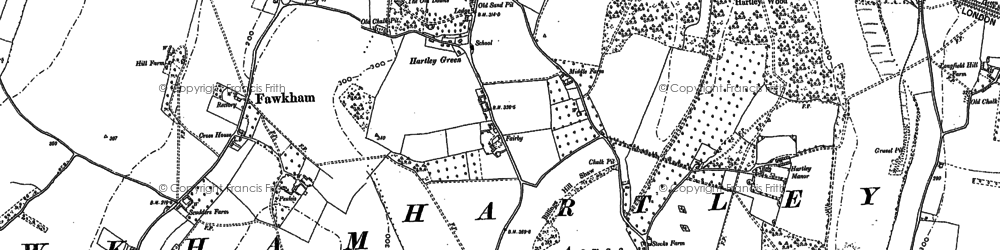 Old map of Hartley Green in 1895