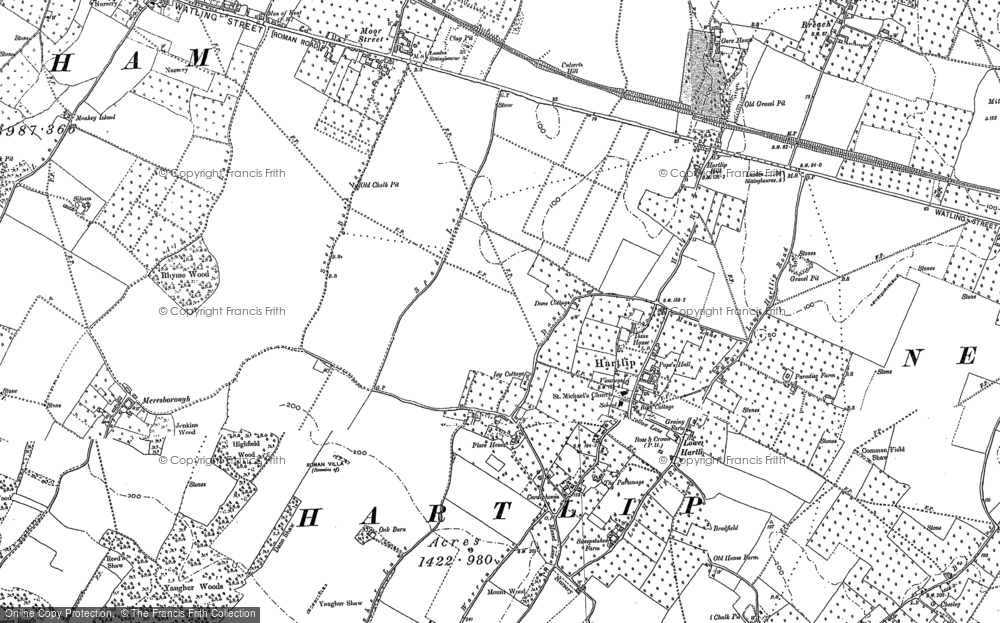 Old Map of Hartlip, 1895 - 1896 in 1895