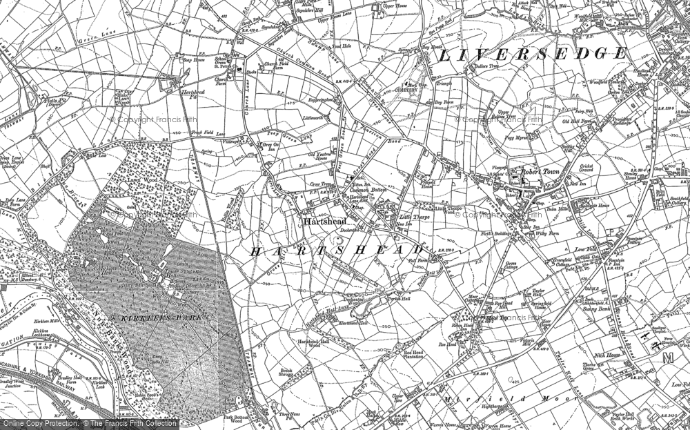 Old Map of Hartshead, 1892 in 1892