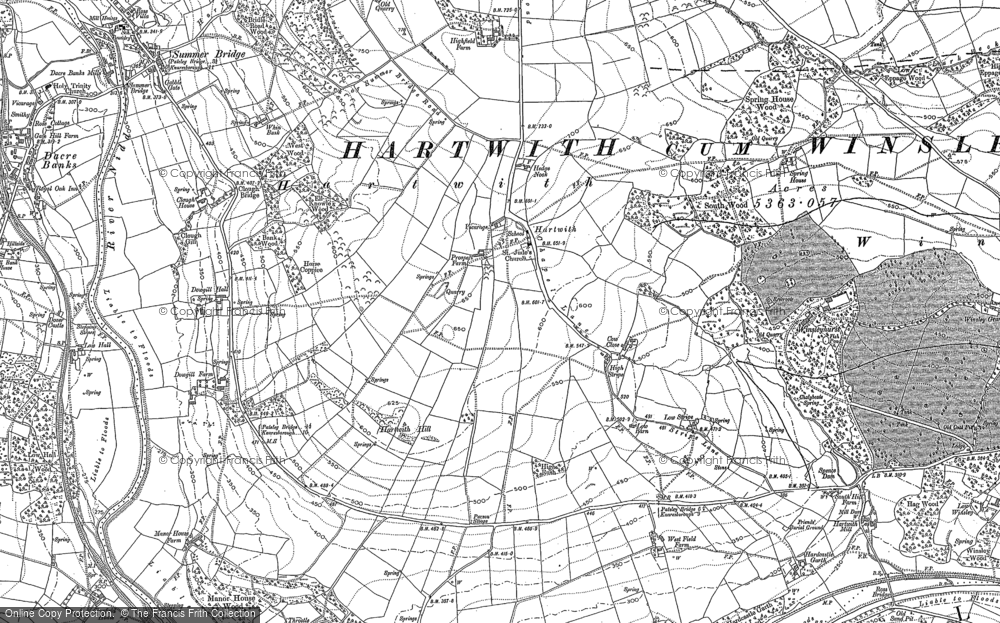 Old Map of Historic Map covering Winsleyhurst in 1907