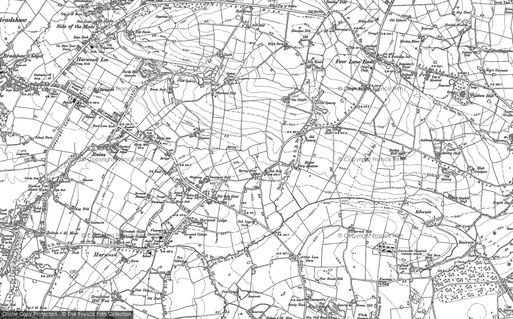 Old Map of Harwood, 1890 - 1891 in 1890