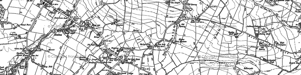 Old map of Harwood in 1890