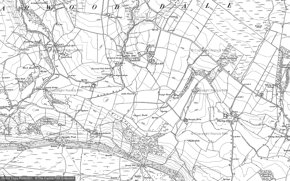 Old Map of Historic Map covering Bloody Beck in 1910