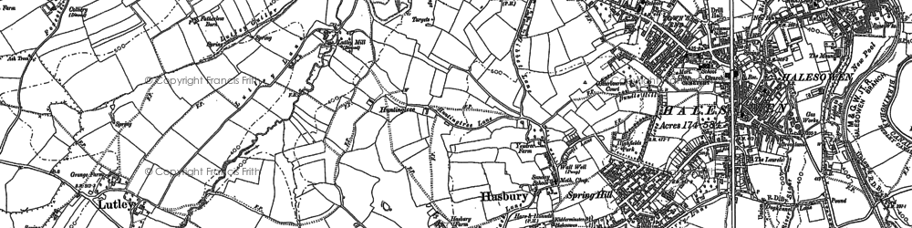 Old map of Lutley in 1882