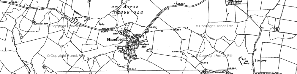 Old map of Haselbech in 1884