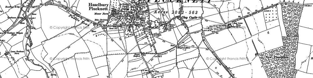 Old map of Haselbury Plucknett in 1886