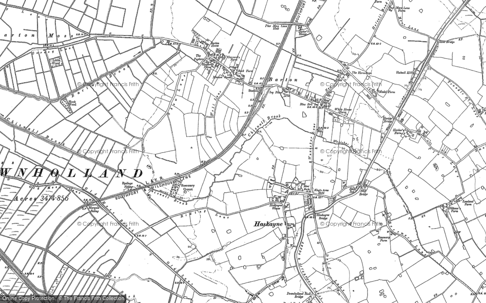 Old Map of Historic Map covering Downholland Cross in 1892