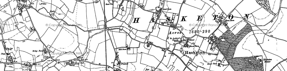 Old map of Hasketon in 1881