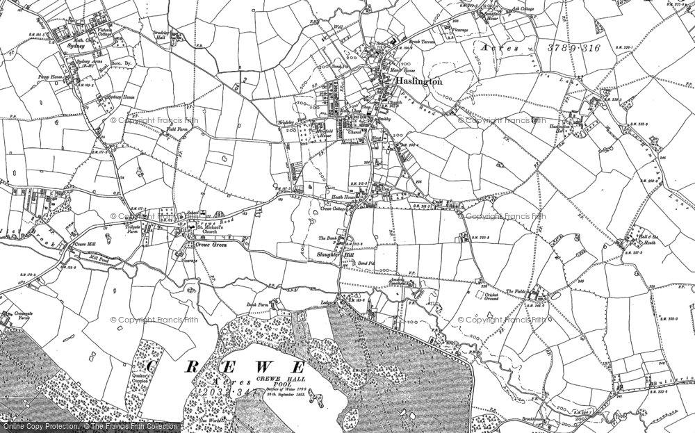 Old Map of Historic Map covering Slaughter Hill in 1897