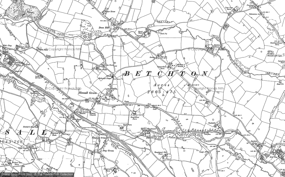 Old Map of Historic Map covering Cross Bank Fm in 1897