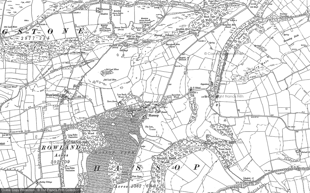Old Map of Historic Map covering Birchill Bank Wood in 1878