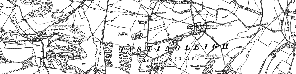 Old map of Hastingleigh in 1896