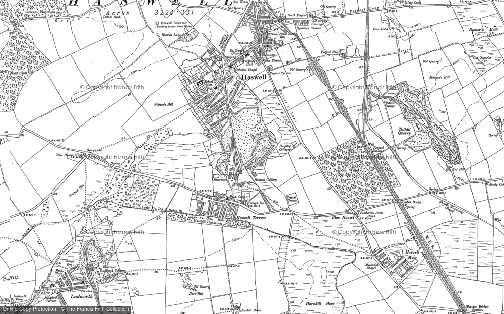Old Map of Haswell Plough, 1896 in 1896