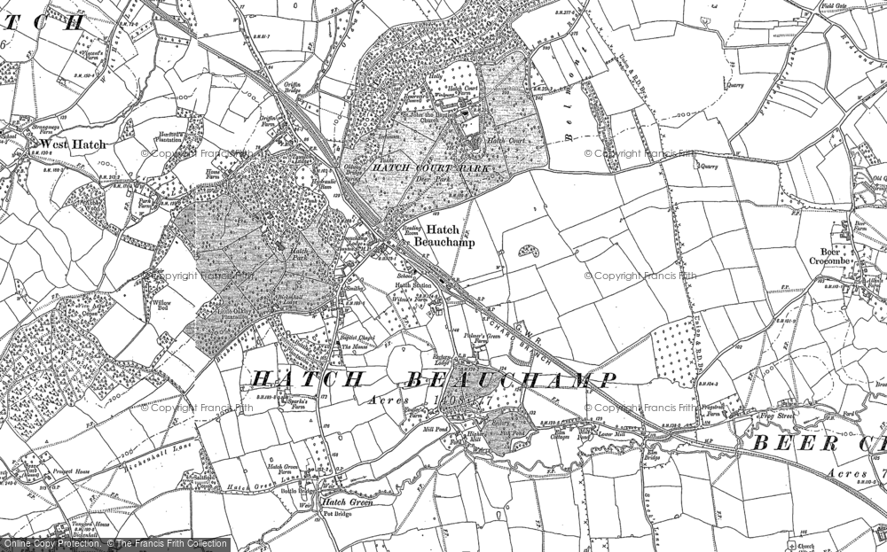 Old Map of Historic Map covering Hatch Green in 1886