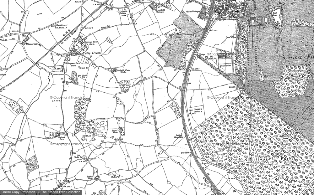 Old Map of Historic Map covering Mill Green in 1896