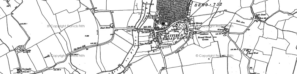 Old map of Hatfield Broad Oak in 1895
