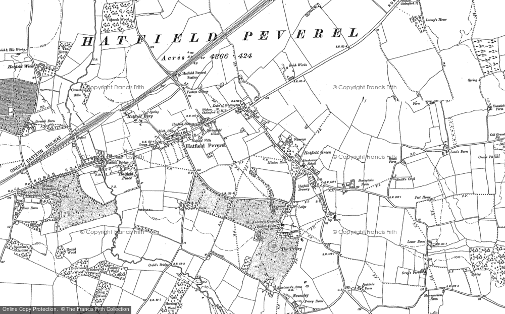 Old Map of Hatfield Peverel, 1895 in 1895