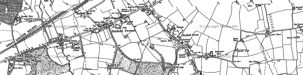 Old map of Hatfield Peverel in 1895